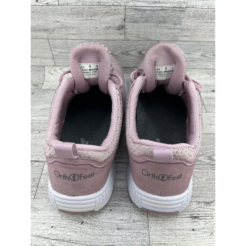 Orthofeet 846 Women 9 B Medium Mauve Pink Mesh Bungee‎ Athletic Sneakers